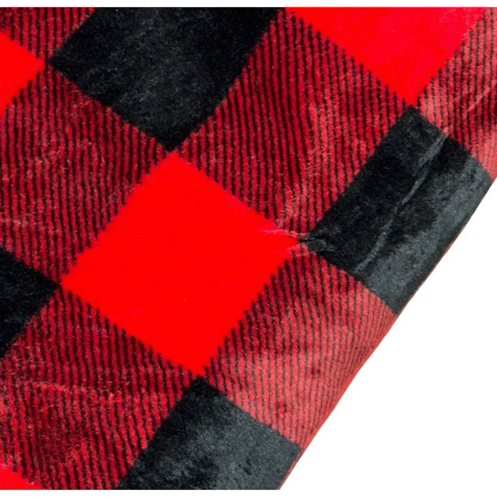 Red Black Buffalo Plaid Throw Blanket Accent Quilt Cover Soft Fleece Bedding